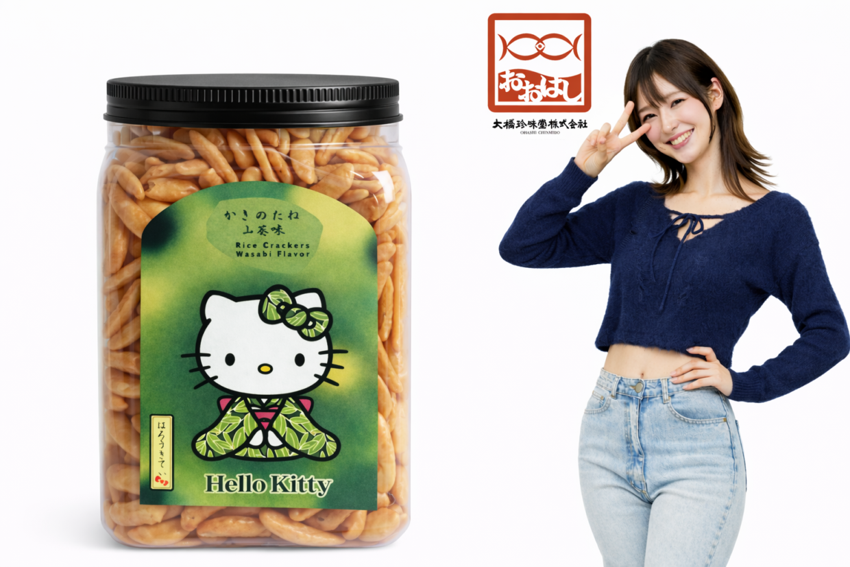 サンリオファン必見👀レトロ可愛い世界観あふれる大橋珍味堂のキティ ポット柿の種3種セット☆