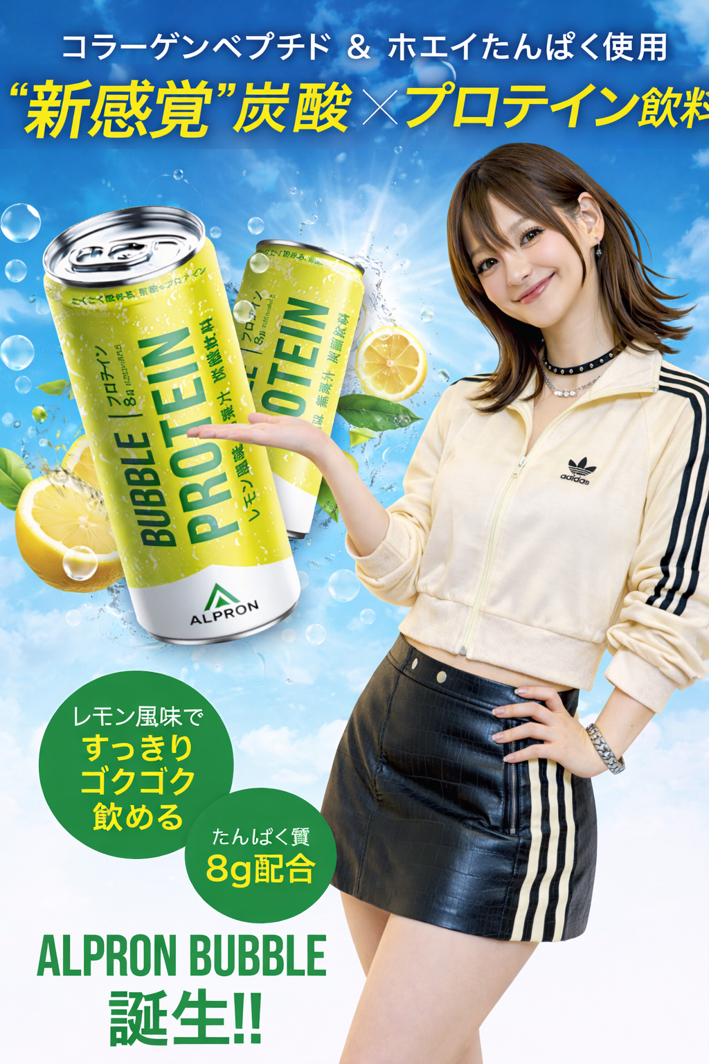 新感覚！炭酸プロテイン飲料🥤ALPRON バブルプロテインドリンク レモン250ml缶