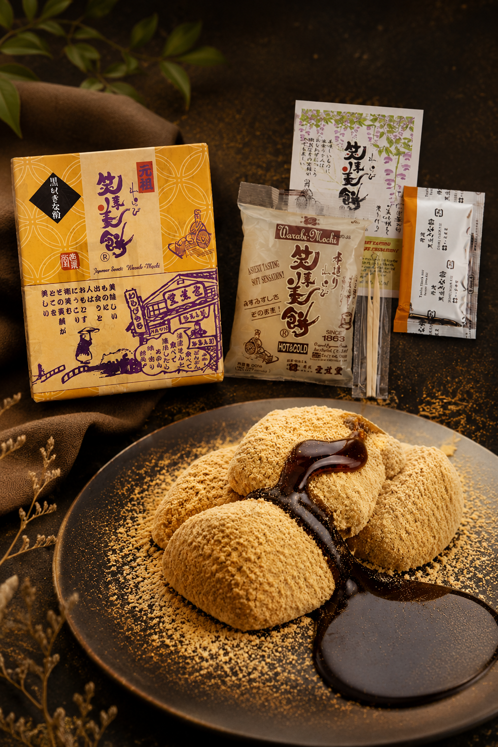 ぷるぷる食感がたまらない★笑来美餅 丹波黒豆きな粉100g