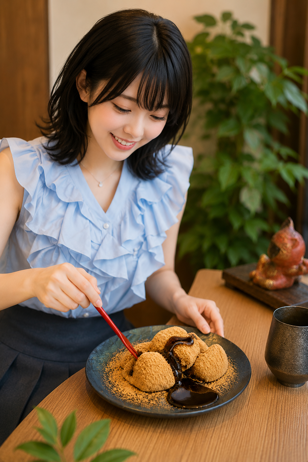 ぷるぷる食感がたまらない★笑来美餅 丹波黒豆きな粉100g