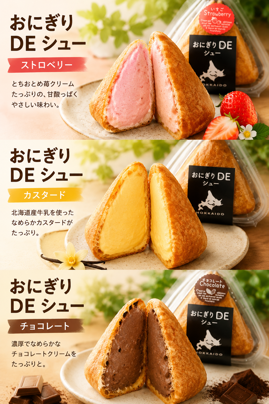 北海道物産展でおなじみ☆ 円甘味 おにぎりDEシュー3種セット☆