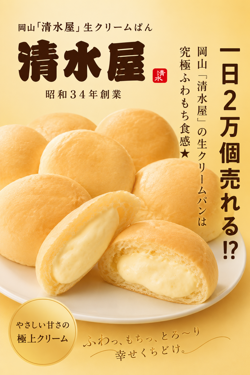 1日2万個売れる！？清水屋の生クリームパン★