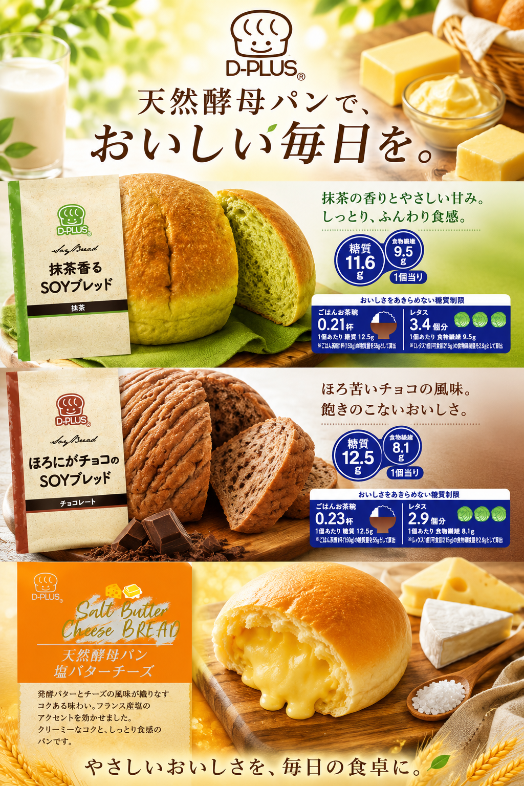 D-PLUS天然酵母パン3種セット🍞